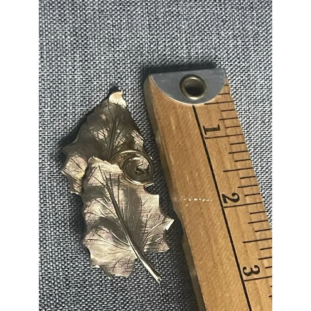 Vintage Leaf Goldtone Brooch Statement Retro Autumn Fall MCM